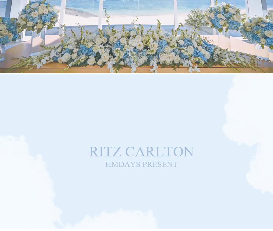 巴厘岛丽思卡尔顿教堂蓝色梦幻主题布置|海外婚礼定制中高端布置案例|巴厘岛婚礼布置定制案例